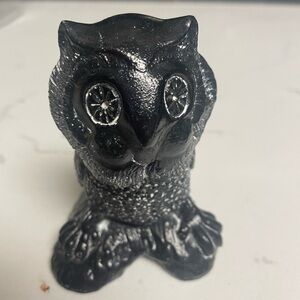 Elegant Black Owl Sculpture